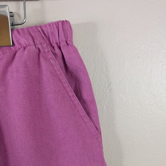 High Waisted Purple Wide Leg Linen Pants‎ with Floral Embroidery - Plus Size 18 - Picture 8 of 12